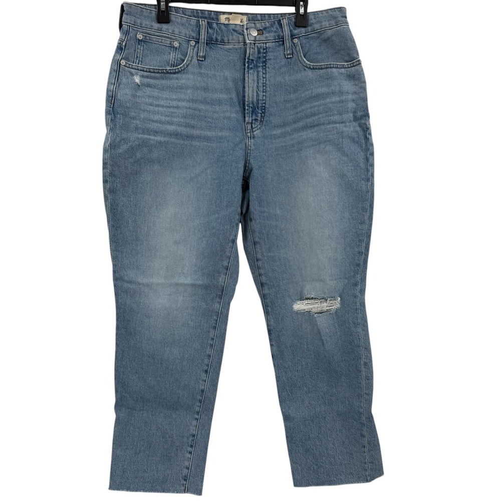 Madewell Curvy Perfect Vintage Distressed Jeans Raw‎ Hem Light Wash Size 32